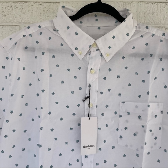 NEW Goodfellow Mens Short sleeve Button Down Floral Print White XXL NWT - Picture 2 of 9